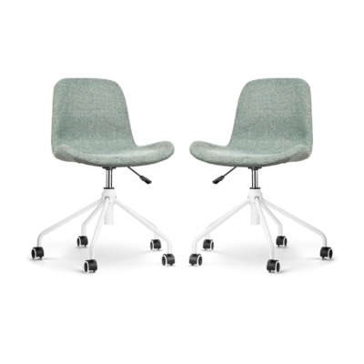 Nolon Nout-Fe Bureaustoelen Set van 2 - Zacht groen - Wit Onderstel