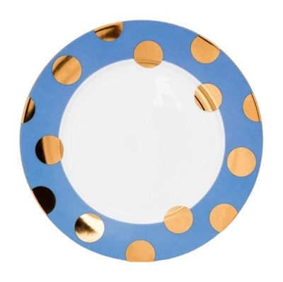 Pip Studio Dot Delight Ontbijtbord Light Blue-Gold 23 cm Set van 2