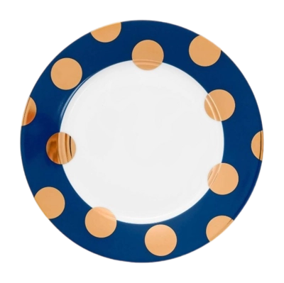 Pip Studio Dot Delight Ontbijtbord Navy-Gold 21 cm Set van 2