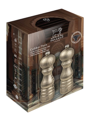 Peugeot Golden Paris Peper- en Zoutmolen Duo-set van 2 18 cm incl. Gratis Siliconen Trechter