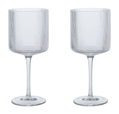 Ferm Living Ripple Rode Wijnglazen Set van 2 - Clear