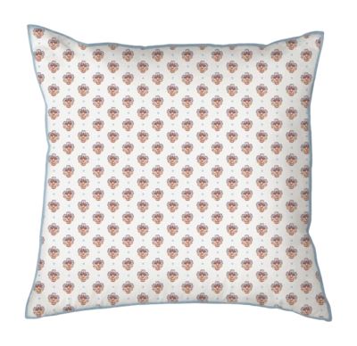 Pip Studio Jaipur Flower Square Cushion Sierkussen Licht Blauw (40 x 40 cm)