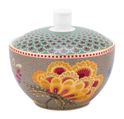 Pip Studio Blooming Tales Fantasy Suikerpot Khaki-Blue Home Sugar Bowl Set van 4