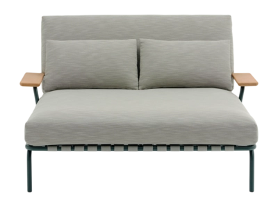 Muuto Settle Tuinbank Dark Green Lounge Bed w. Armrest Ribbed Weave 2