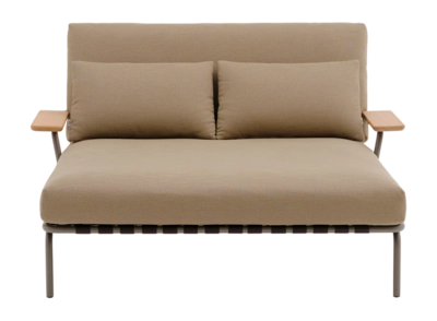 Muuto Settle Tuinbank Taupe Lounge Bed w. Armrest Ribbed Weave 5