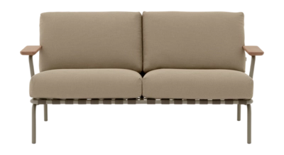 Muuto Settle Tuinbank Taupe Sofa w. Armrest 2-Seater Ribbed Weave 5