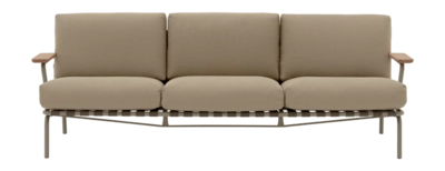 Muuto Settle Tuinbank Taupe 3-zits Sofa met armleuningen Ribbed Weave 5