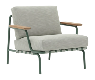 Muuto Settle Outdoor Tuinstoel Dark Green Lounge Chair w. Armrest Ribbed Weave 2