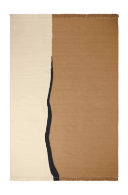 Ferm Living Soil Kelim Vloerkleed 140 x 200 cm - Dark Sand / Off-White