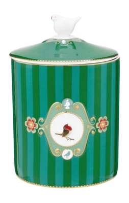 Pip Studio Love Birds Medallion Stripes Voorraadpot Emerald-Green 1,3 L