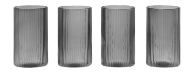 Ferm Living Ripple Waterglazen 4 st. - 140 ml - Smoked Grey